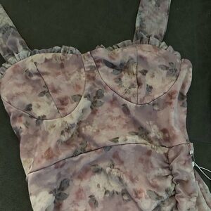 Floral Pink and Gray Dress